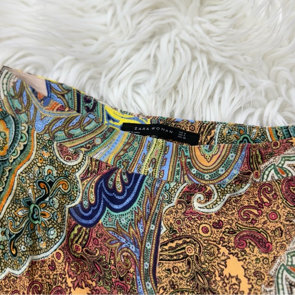 Zara Paisley Boot Leg Pants - Picture 2 of 5